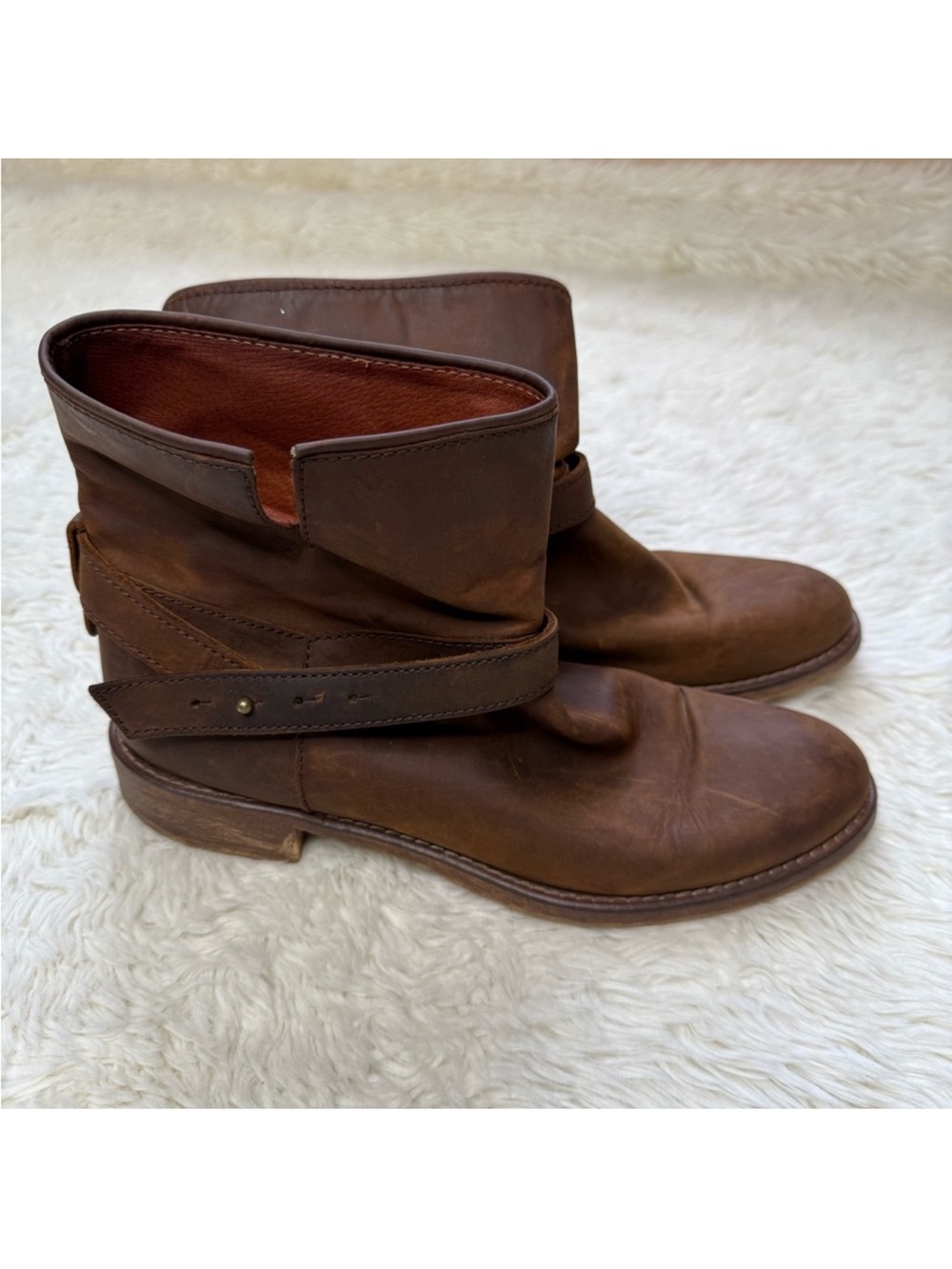 Madewell The Biker Boot Matte Pecan Brown Size 9.5 Moto Distressed Oiled Leather
